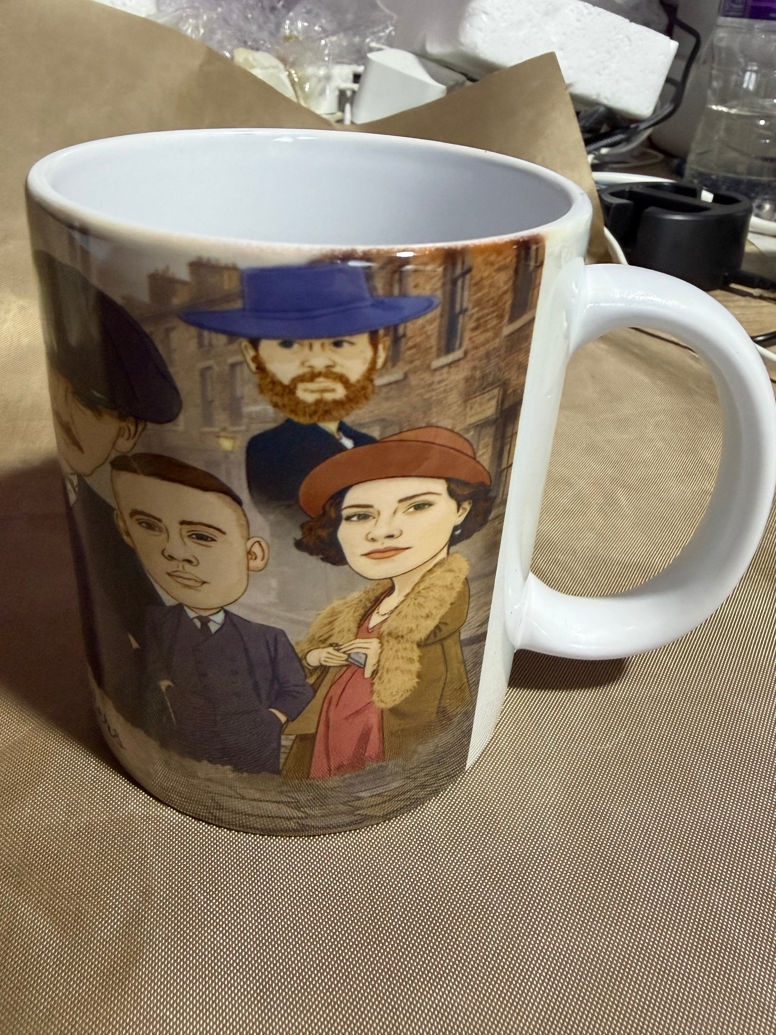 Peaky Blinders Mug - Unofficial TV Show Mafia Cartoon Graphic White Merchandise Gift Mug