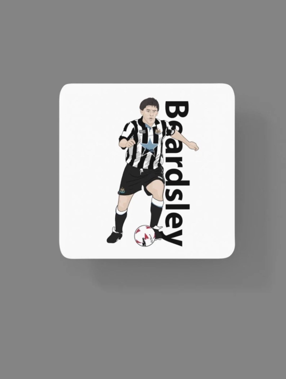 Peter Beardsley Newcastle United Coaster - Unofficial Football Cartoon Graphic Art MDF Coaster