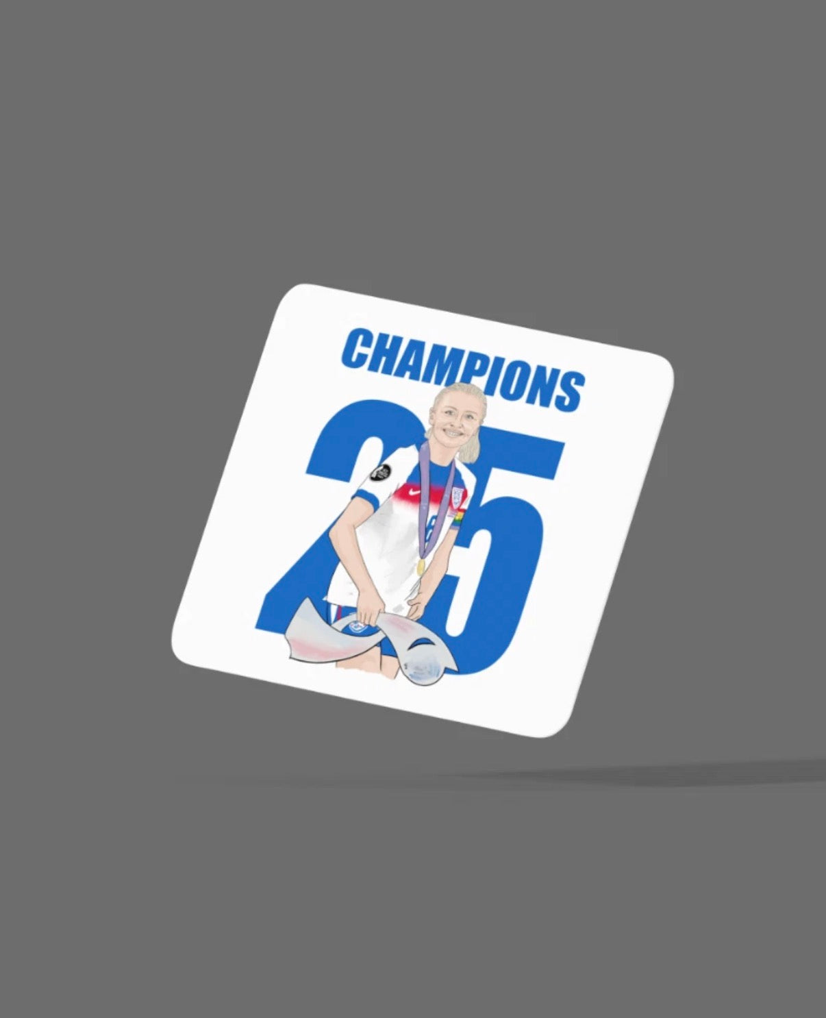 Leah Williamson England Lionesses Woman’s  Cartoon Fan Art Made MDF Coaster - Tcb Cartoon Printing