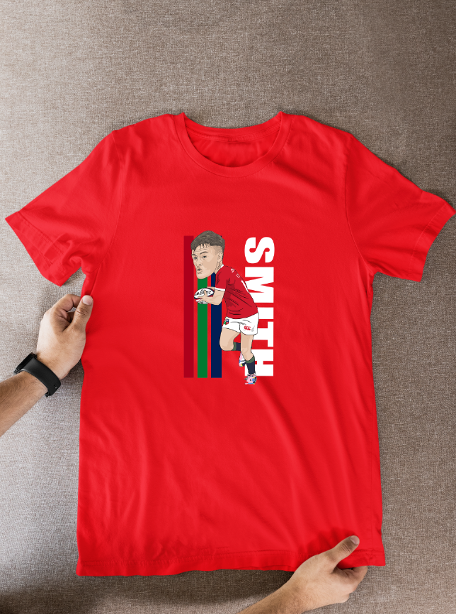 Fin Smith Rugby Lions Cartoon Graphic Soccer T-Shirt: Fan Wear - Tcb Cartoon Printing