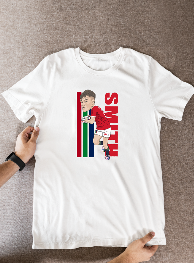 Fin Smith Rugby Lions Cartoon Graphic Soccer T-Shirt: Fan Wear - Tcb Cartoon Printing