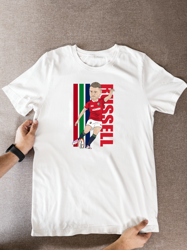 Fin Russell Rugby Lions Cartoon Graphic Soccer T-Shirt: Fan Wear - Tcb Cartoon Printing