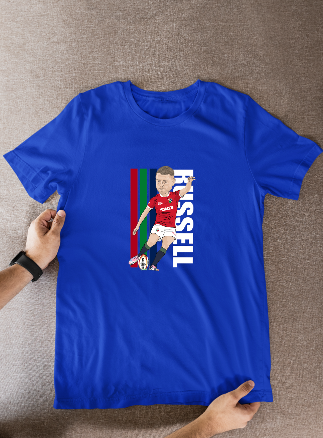 Fin Russell Rugby Lions Cartoon Graphic Soccer T-Shirt: Fan Wear - Tcb Cartoon Printing