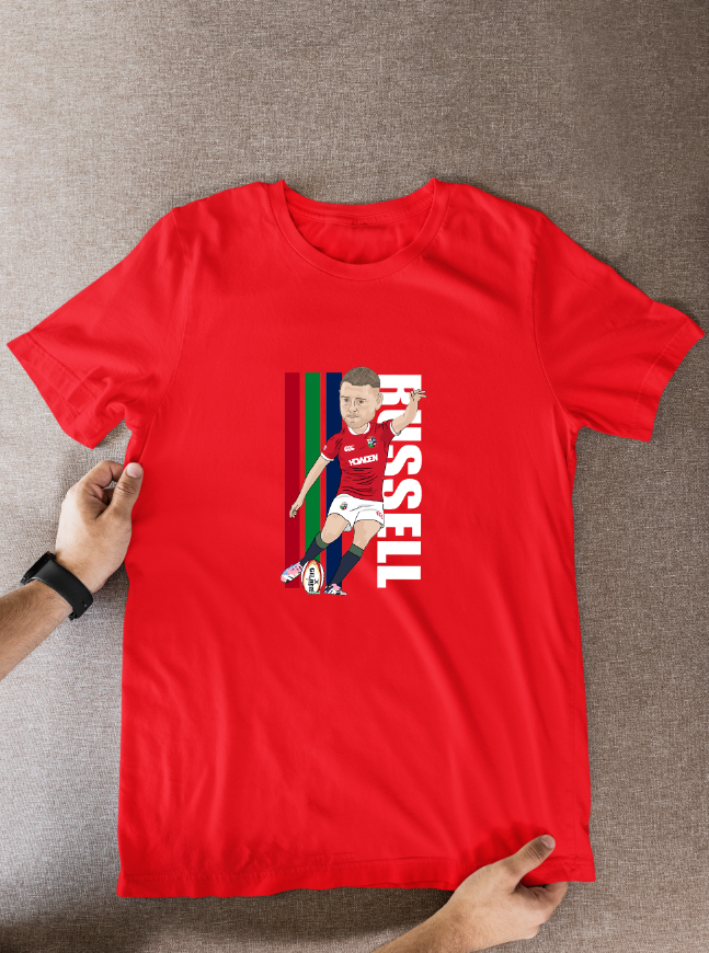 Fin Russell Rugby Lions Cartoon Graphic Soccer T-Shirt: Fan Wear - Tcb Cartoon Printing