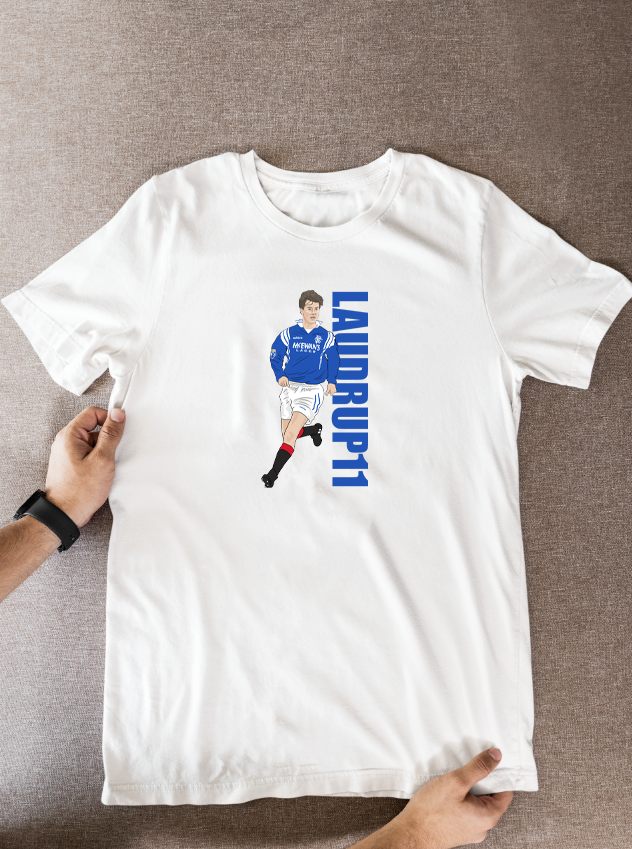 Brian Laudrup Rangers T-Shirt - Cartoon Graphic Soccer Fan Wear