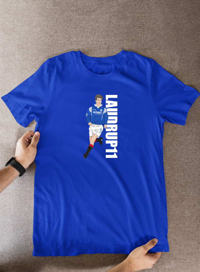Brian Laudrup Rangers T-Shirt - Cartoon Graphic Soccer Fan Wear