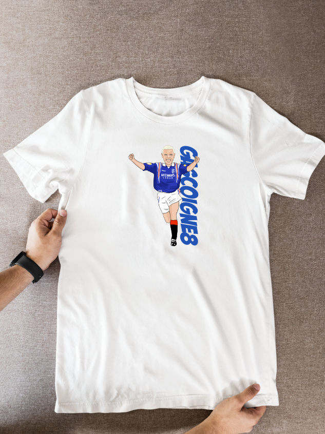 Paul Gascoigne Rangers T-Shirt - Cartoon Graphic Fan Wear
