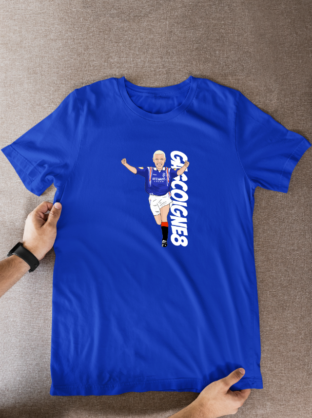 Paul Gascoigne Rangers T-Shirt - Cartoon Graphic Fan Wear