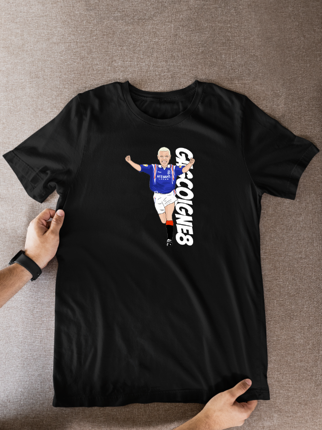 Paul Gascoigne Rangers T-Shirt - Cartoon Graphic Fan Wear