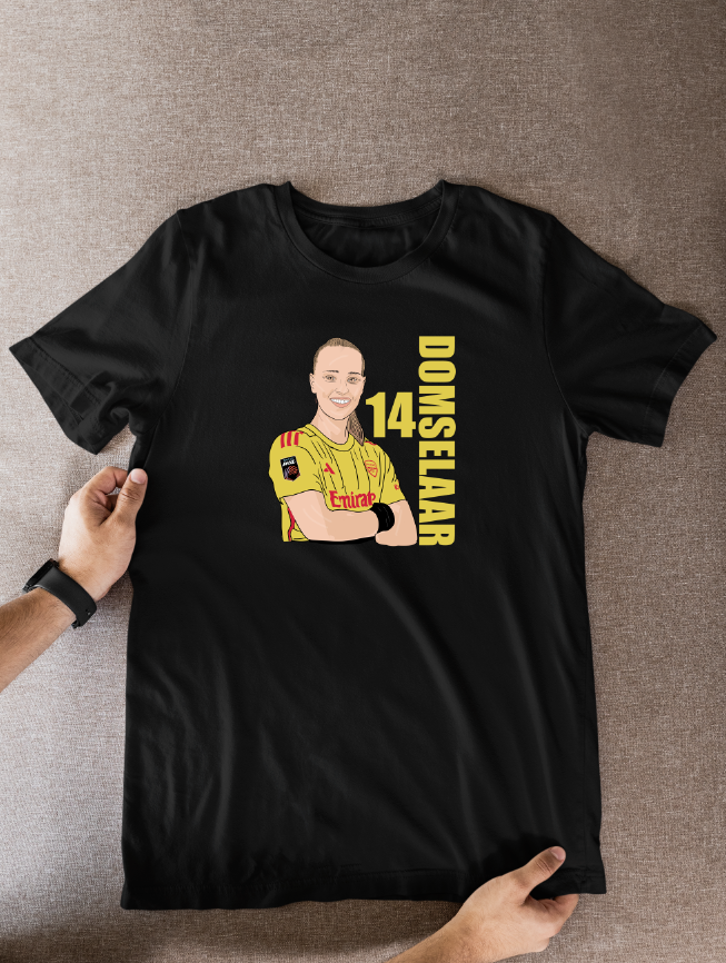 Daphne van Domselaar Arsenal T-Shirt: Cartoon Graphic Soccer Fan Wear for Women