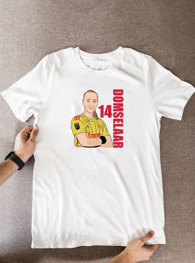 Daphne van Domselaar Arsenal T-Shirt: Cartoon Graphic Soccer Fan Wear for Women