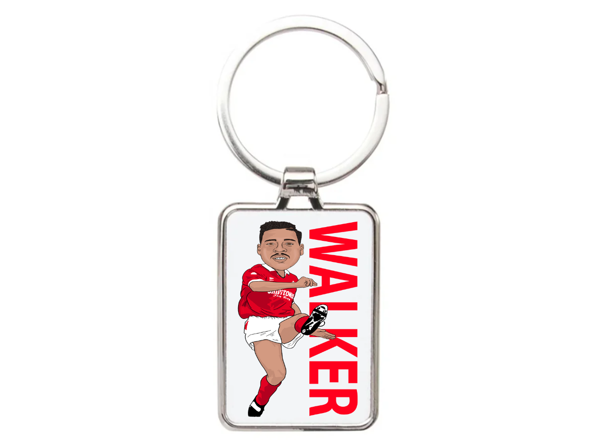 Des Walker Nottingham Forest Keyring - Cartoon Fan Art Unofficial Football Keyring
