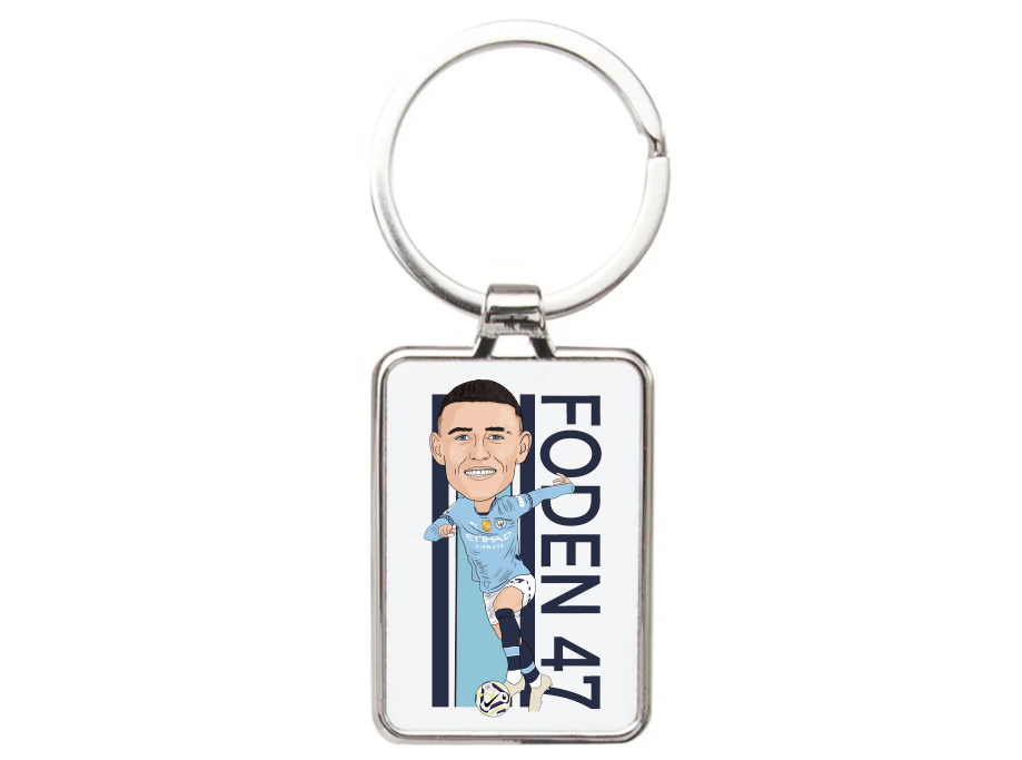 Phil Foden Manchester City Cartoon Graphic Art Keychain - Unique Phil Foden Keychain