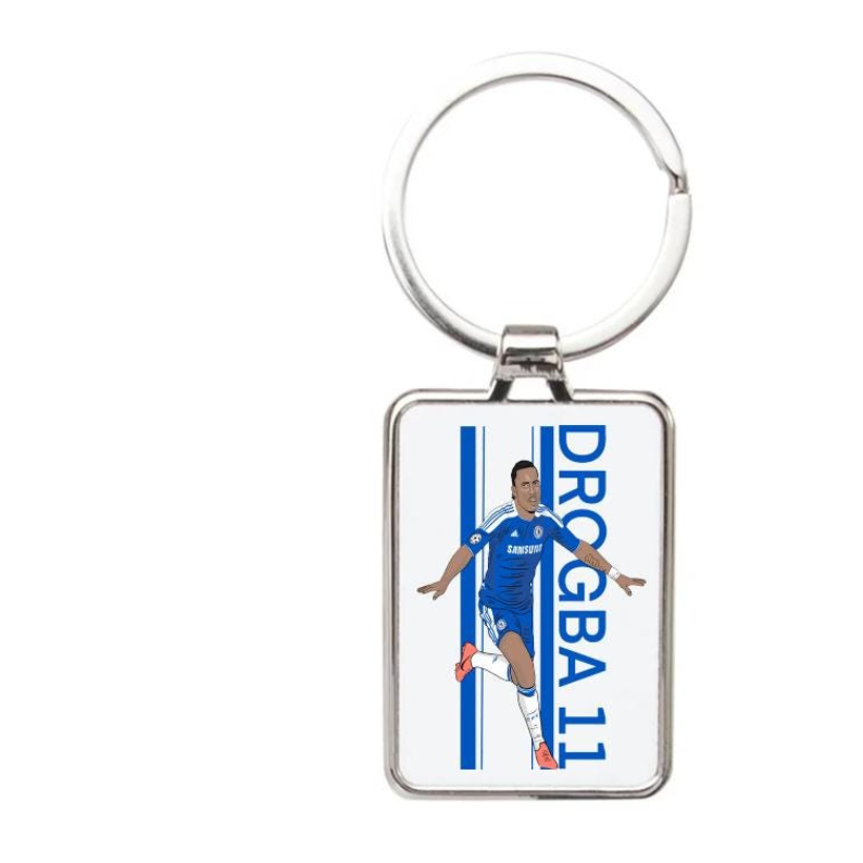 Didier Drogba Keychain - Chelsea Football Cartoon Graphic Art Acrylic Keyring