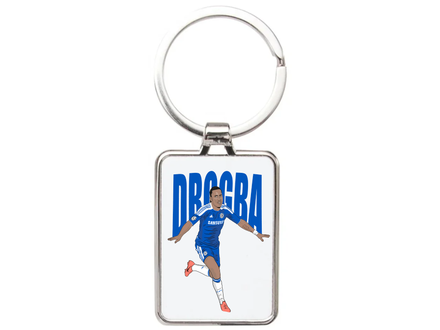 Didier Drogba Keychain - Chelsea Football Cartoon Graphic Art Acrylic Keyring