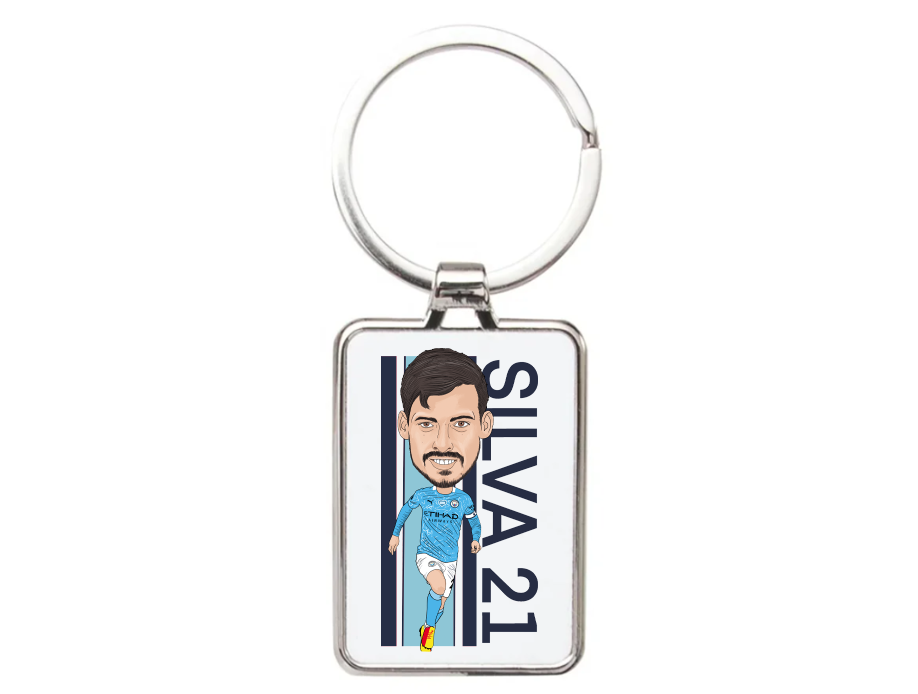 David Silva Keychain - Manchester City Football Cartoon Graphic Art Acrylic Keyring