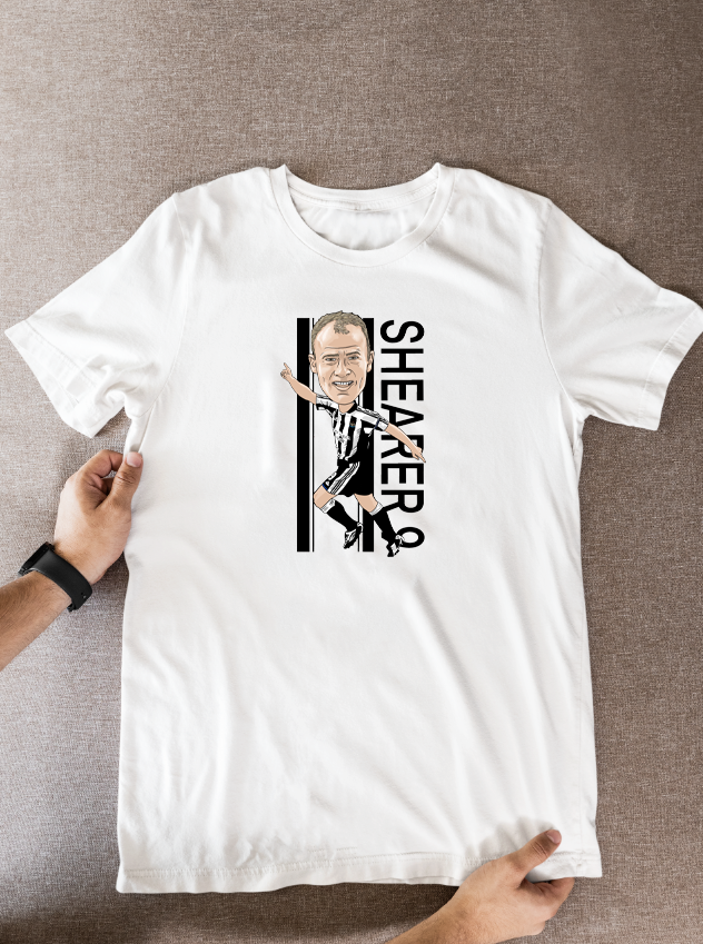 Alan Shearer Newcastle United T-Shirt - Cartoon Graphic Soccer Fan Wear