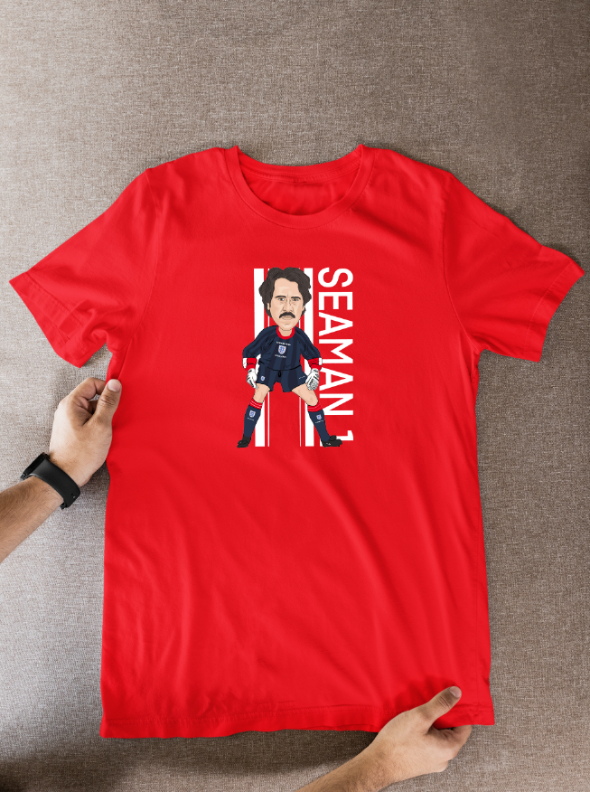 David Seaman Football Cartoon T-Shirt - Unofficial England Graphic Art Apparel