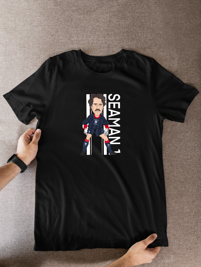 David Seaman Football Cartoon T-Shirt - Unofficial England Graphic Art Apparel