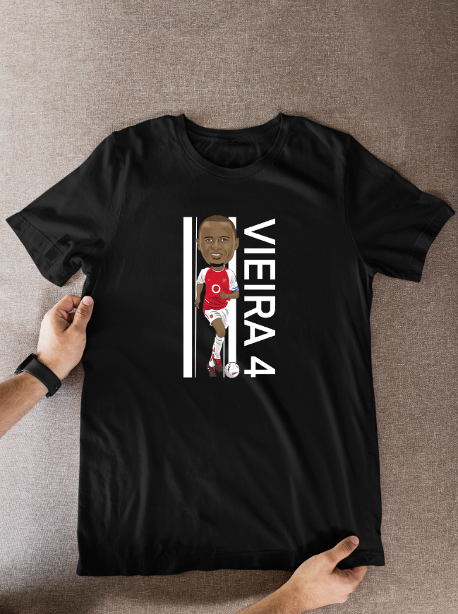 Patrick Vieira Arsenal Cartoon Graphic Soccer T-Shirt: Fan Wear - Tcb Cartoon Printing