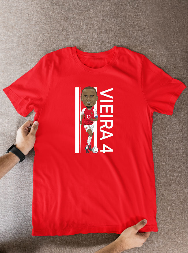 Patrick Vieira Arsenal Cartoon Graphic Soccer T-Shirt: Fan Wear - Tcb Cartoon Printing