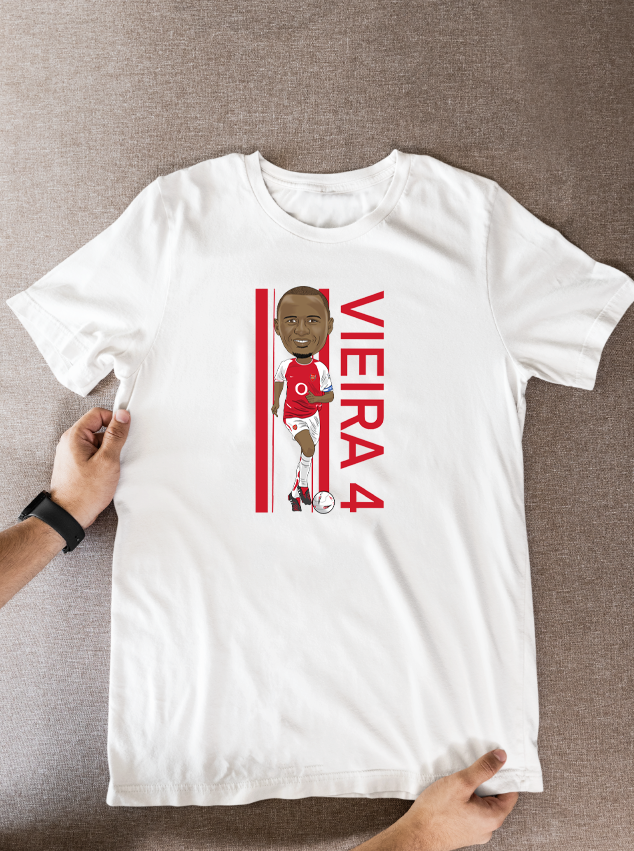 Patrick Vieira Arsenal Cartoon Graphic Soccer T-Shirt: Fan Wear - Tcb Cartoon Printing