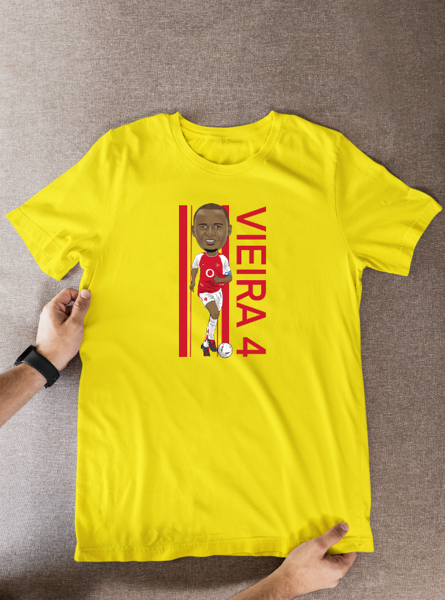 Patrick Vieira Arsenal Cartoon Graphic Soccer T-Shirt: Fan Wear - Tcb Cartoon Printing