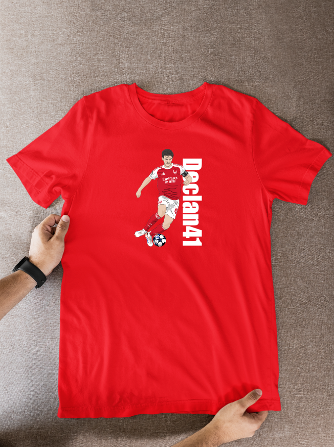 Declan Rice Arsenal T-Shirt: Cartoon Graphic Soccer Fan Wear