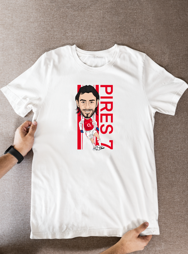 Robert Pires Unofficial Arsenal Football Cartoon Graphic art T shirts - Tcb Cartoon Printing