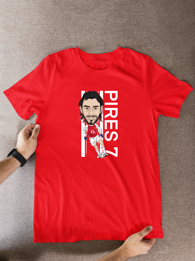 Robert Pires Unofficial Arsenal Football Cartoon Graphic art T shirts - Tcb Cartoon Printing