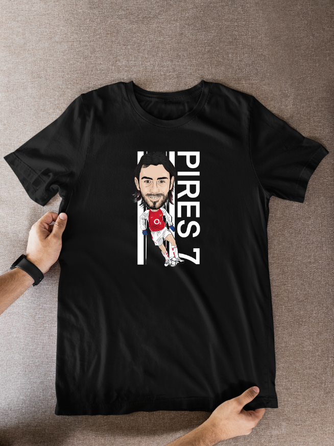 Robert Pires Unofficial Arsenal Football Cartoon Graphic art T shirts - Tcb Cartoon Printing