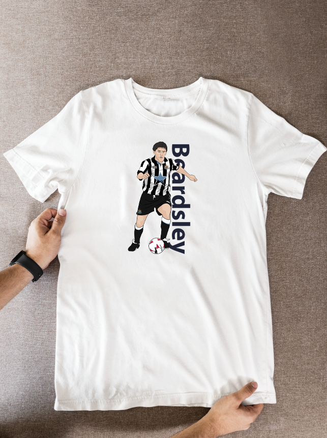 Peter Beardsley Newcastle United T-Shirt - Cartoon Graphic Soccer Fan Wear