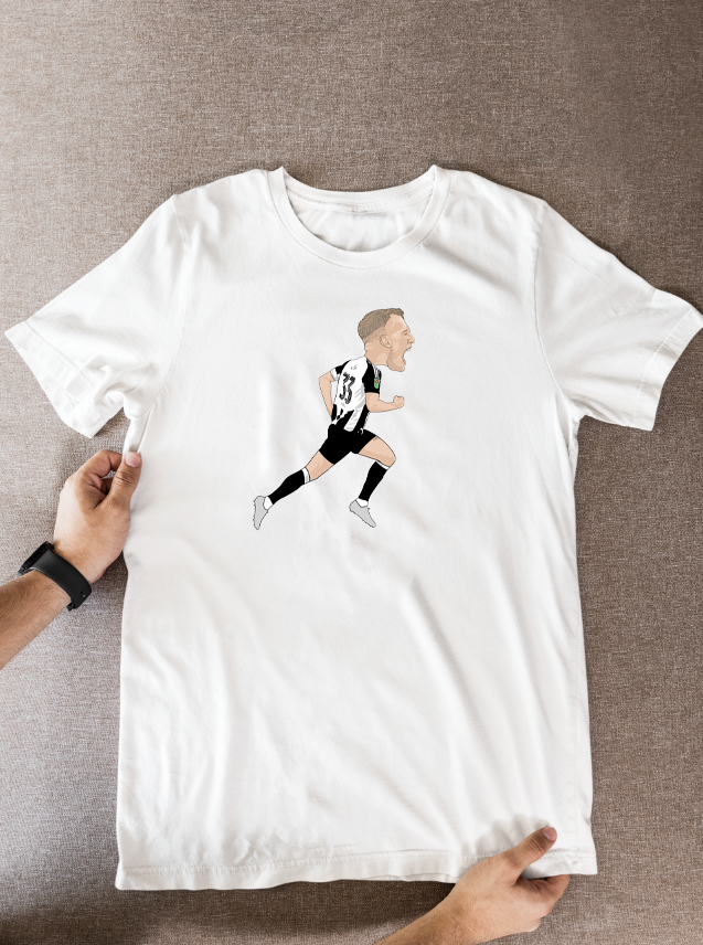 Dan Burn Newcastle United T-Shirt - Cartoon Graphic Soccer Fan Wear