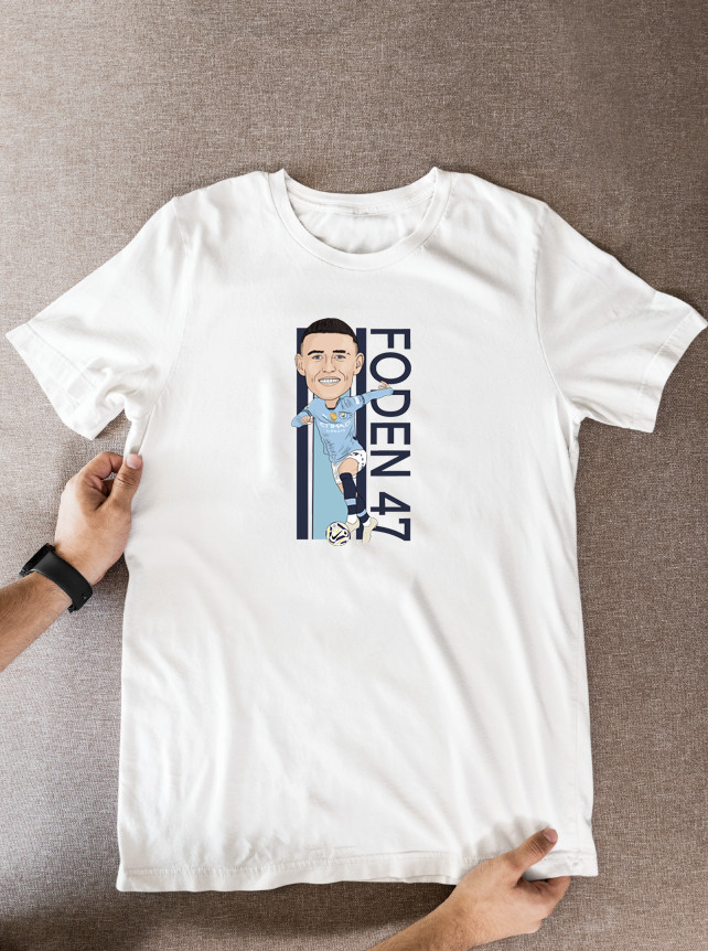 Phil Foden Cartoon Soccer T-Shirt - Manchester City Football Fan Wear