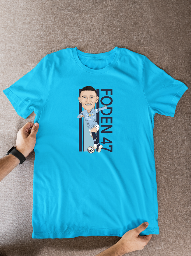Phil Foden Cartoon Soccer T-Shirt - Manchester City Football Fan Wear