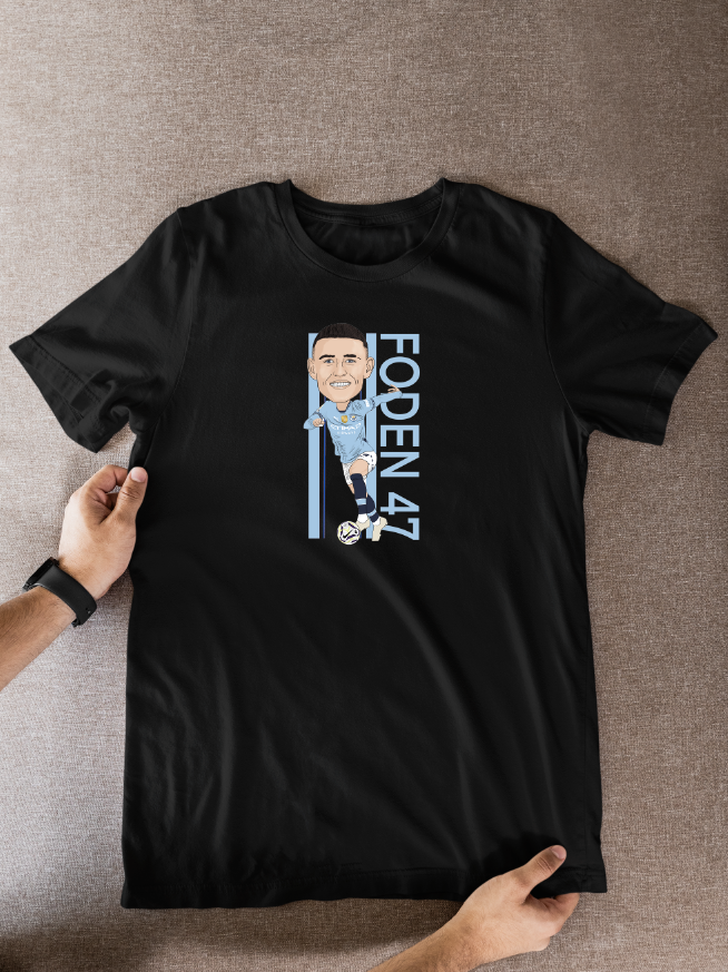 Phil Foden Cartoon Soccer T-Shirt - Manchester City Football Fan Wear