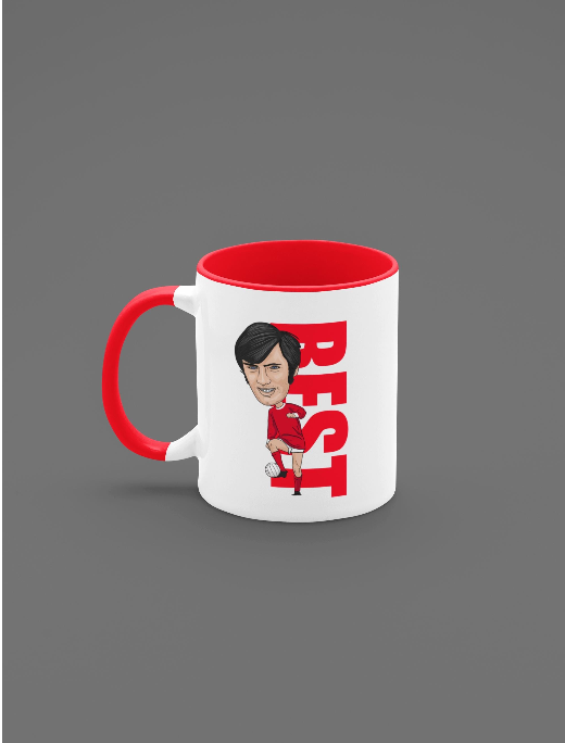 George Best Fan Art Mug - Manchester United Cartoon Design 11oz Ceramic Mug