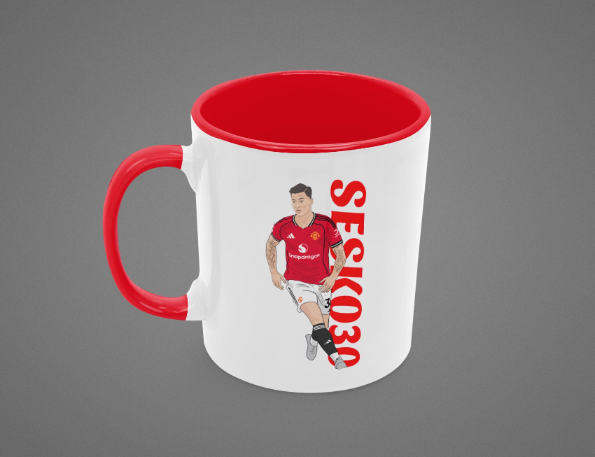 Benjamin Šeško Mug - Manchester United Cartoon Fan Art 11oz Ceramic Mug