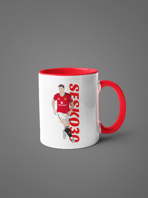 Benjamin Šeško Mug - Manchester United Cartoon Fan Art 11oz Ceramic Mug
