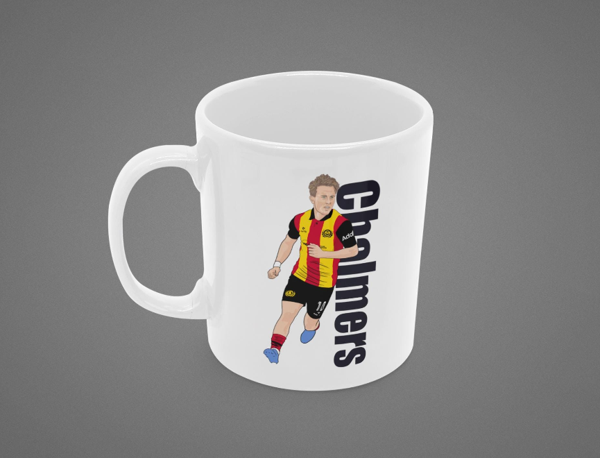 Logan Chalmers Partick Thistle Mug - Unofficial Football Cartoon Graphic Art