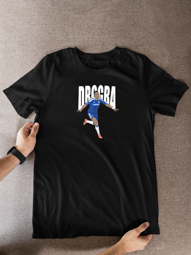 Didier Drogba Chelsea T-Shirt - Cartoon Graphic Fan Wear