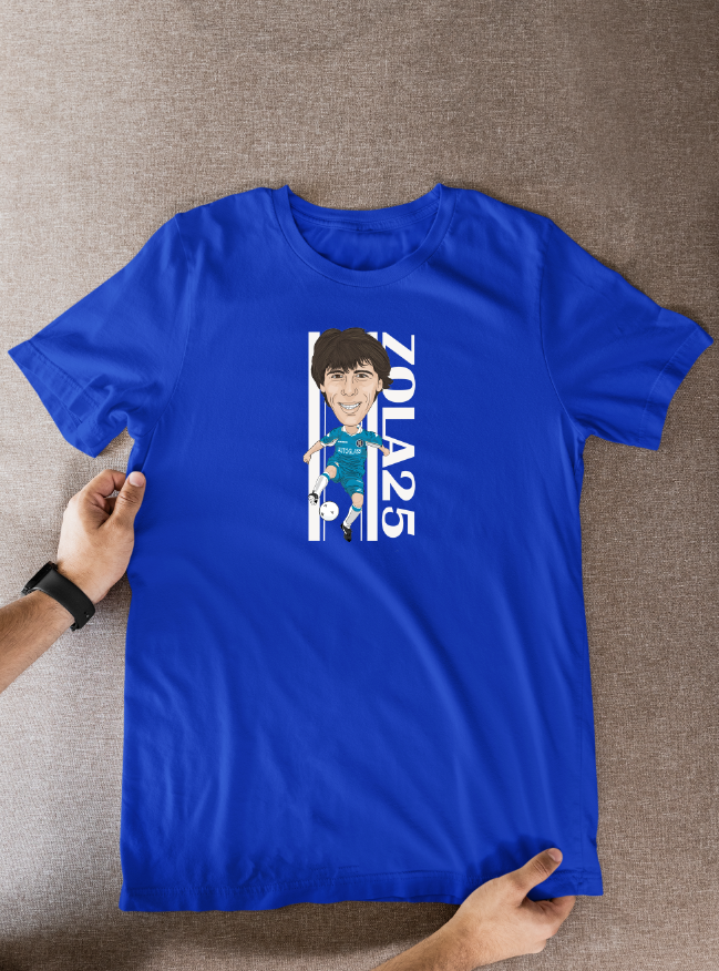 Gianfranco Zola Chelsea T-Shirt: Cartoon Graphic Fan Wear for Soccer Enthusiasts