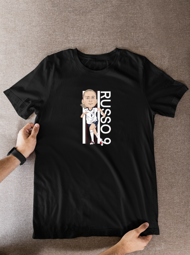 Alessia Russo Cartoon Soccer T-Shirt: England Lionesses Fan Wear