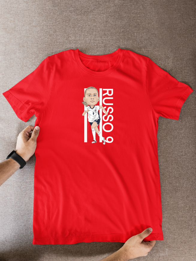 Alessia Russo Cartoon Soccer T-Shirt: England Lionesses Fan Wear