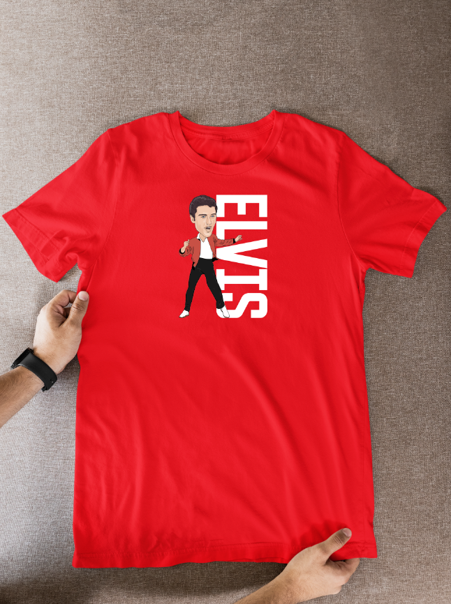Elvis Presley Cartoon T-Shirt 1956 Unofficial Graphic Fan Wear