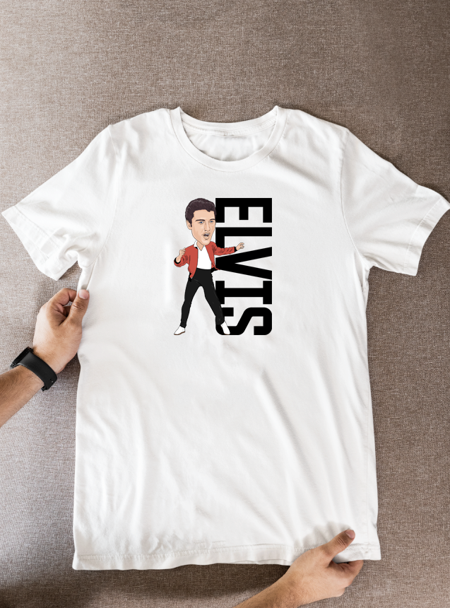 Elvis Presley Cartoon T-Shirt 1956 Unofficial Graphic Fan Wear