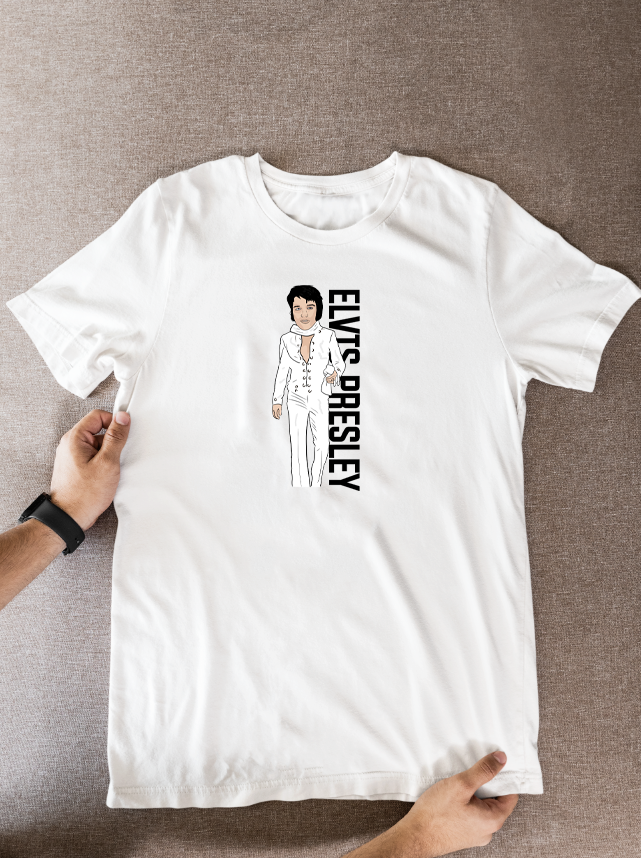 Elvis Presley 1969 Vegas Unofficial Cartoon Graphic T-Shirt: Fan Wear