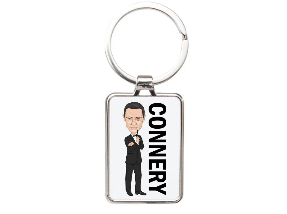 James Bond Movie Cartoon Graphic Art Keyring - Stylish James Bond Keyring for Fans