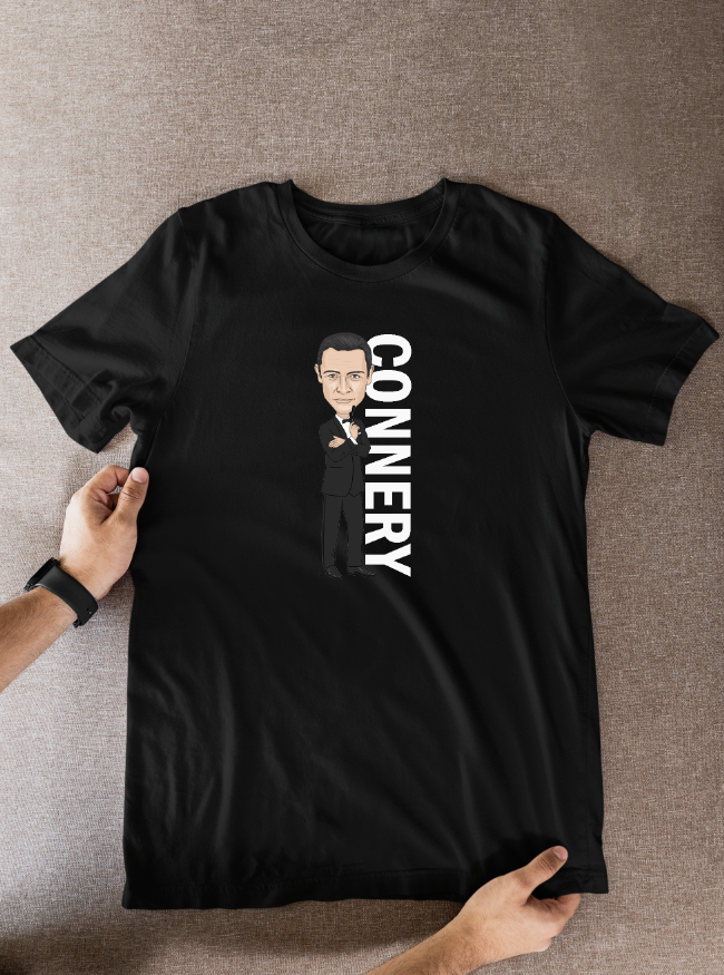 James Bond Cartoon Graphic T-Shirt Featuring Sean Connery Movie Theme Fan Wear