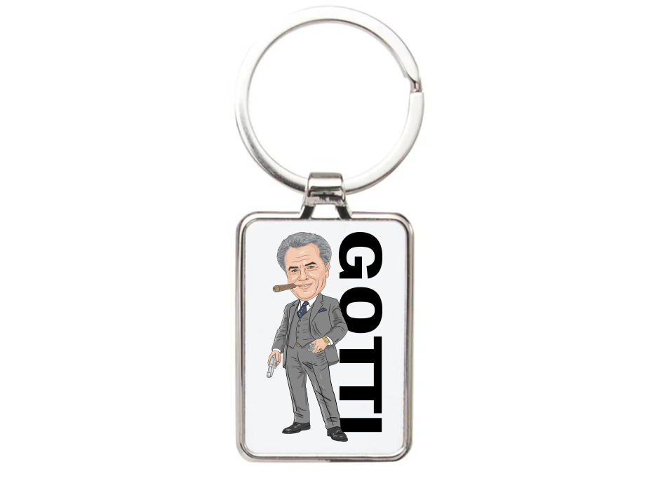 John Gotti Mafia Cartoon Graphic Art Acrylic Keychain - John Gotti Keychain Keyring